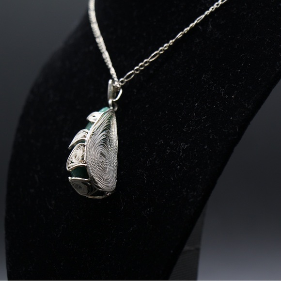 Raw Emerald Pendant . 
-950 Silver Mompox Filigree.  Raw Emerald.